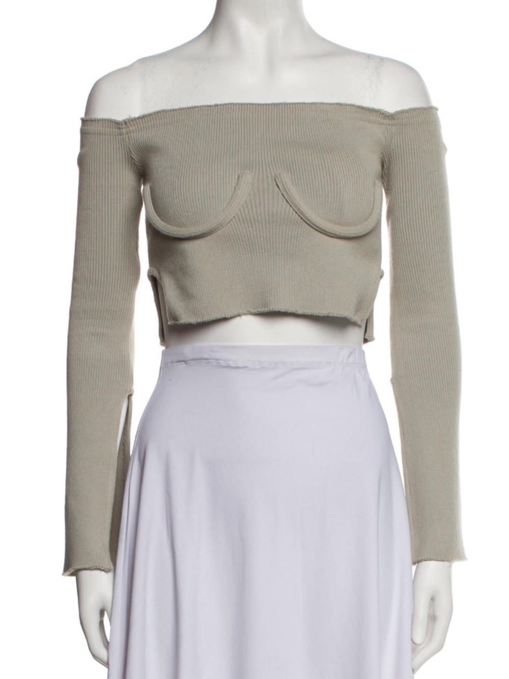 Orseund Iris Off-Shoulder Ribbed Top in Green